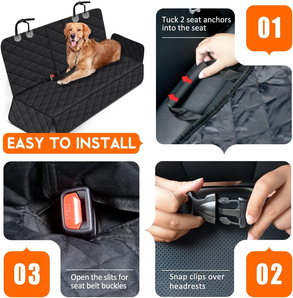 Dog Car Seat Cover – Waterproof & Non-Slip Back Seat Protector